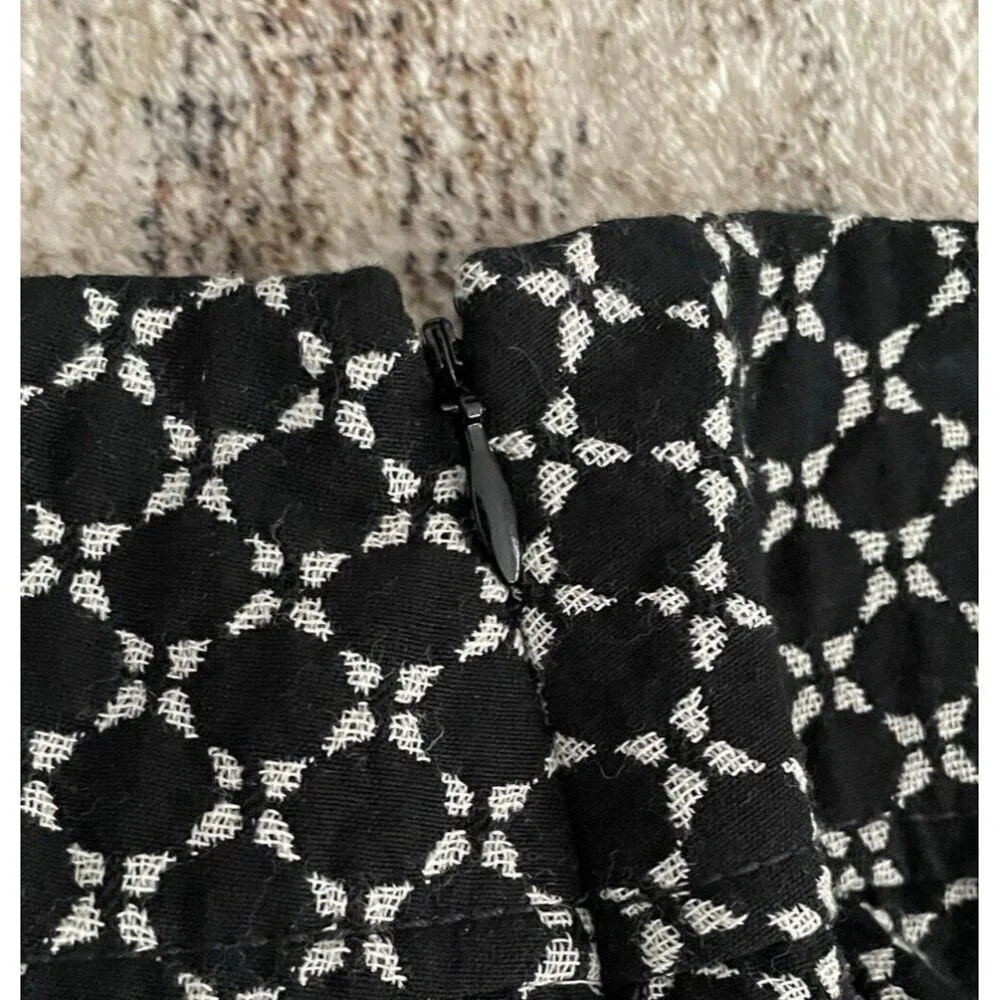 Ann Taylor NWT‎ Cotton Wool Pencil Skirt 6 Petite Black Short Embroidered Lined